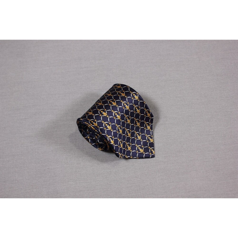 COMO HOUSE Italy  Blue geometric  mens silk tie Necktie 3.75"  X 58"